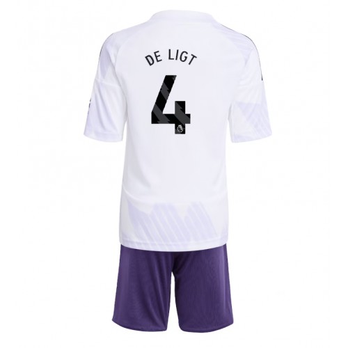 Manchester United Matthijs de Ligt #4 Replika Bortatröja Barn 2025-26 Kortärmad (+ Korta byxor)